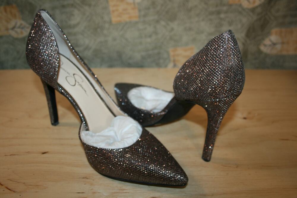 New Jessica Simpson Claudette Gray/Silver Sparkle D'Orsay Pumps 11 M/41
